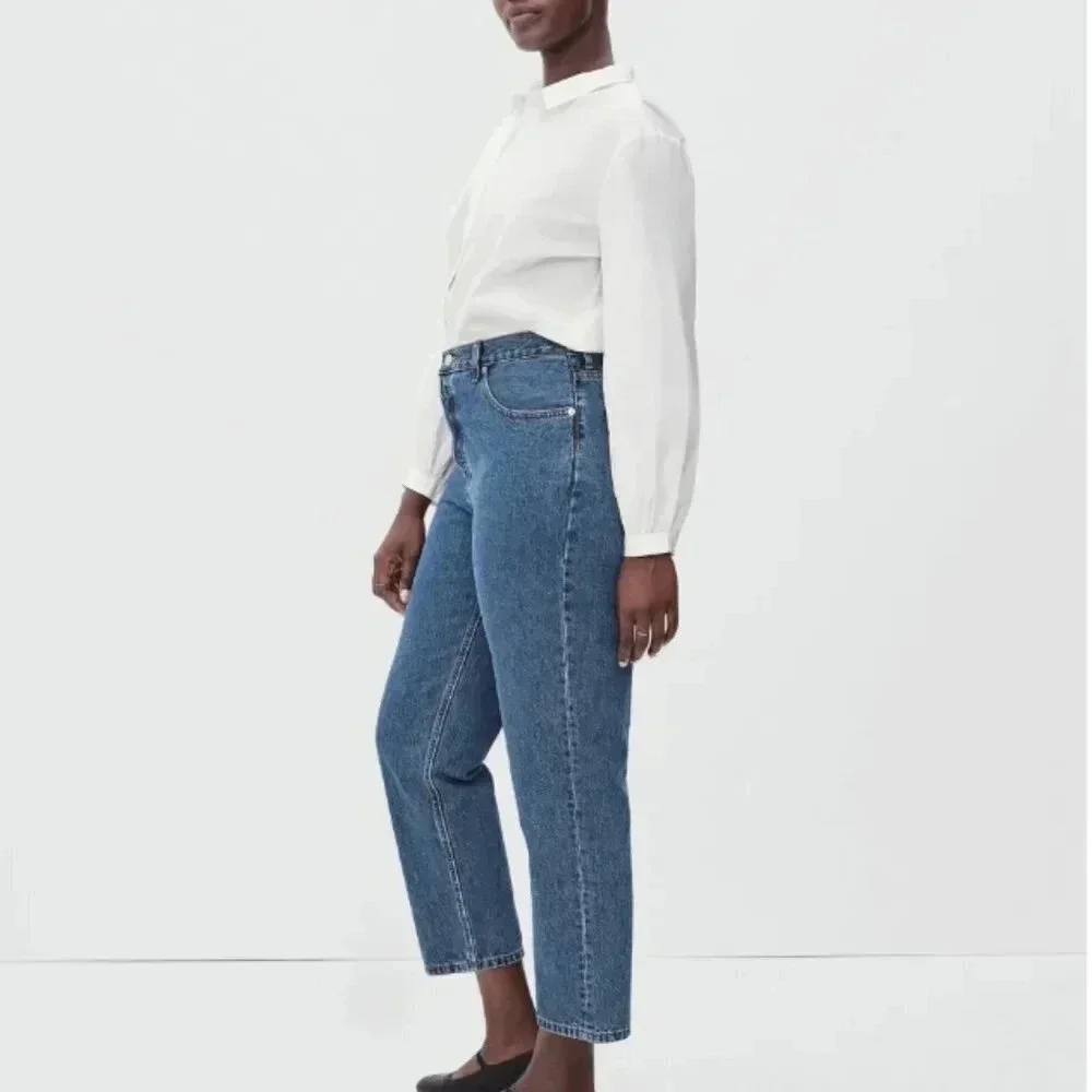 NEW Everlane Blue Curvy 90’s Cheeky Jean Straight High Rise Size 31